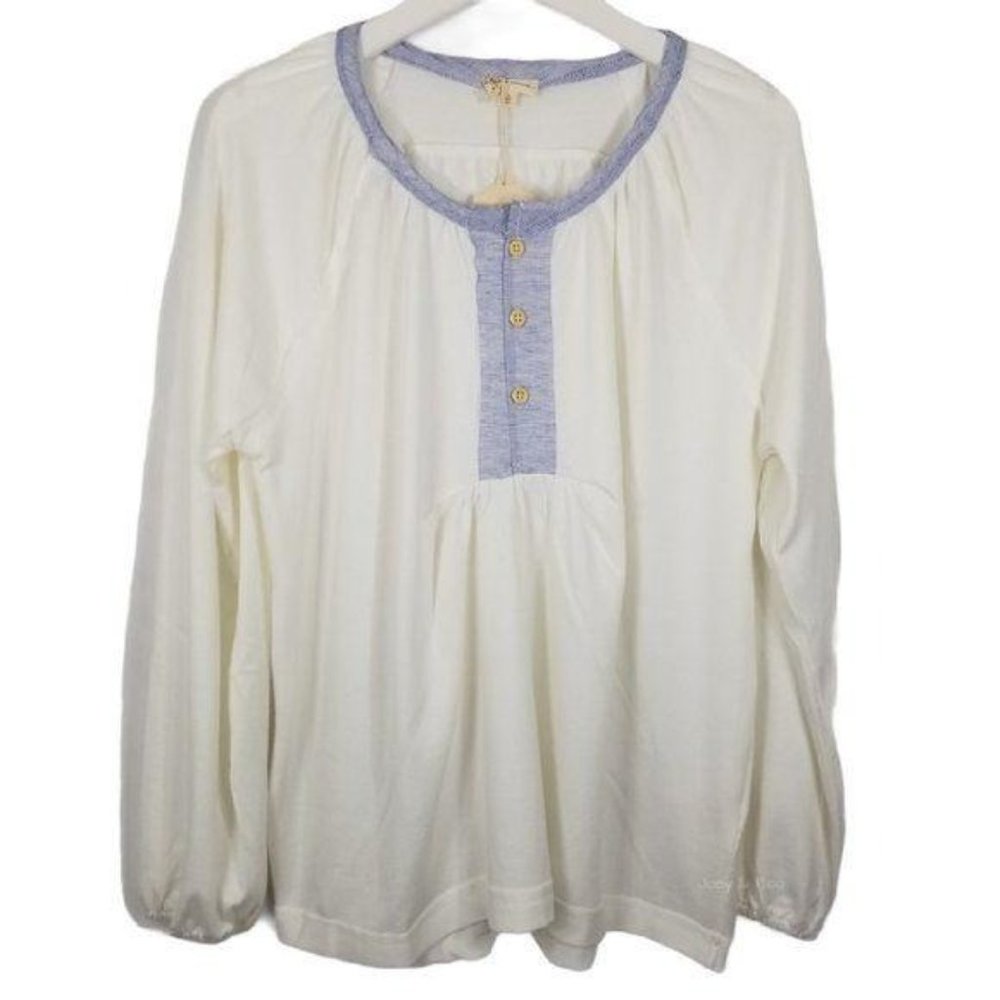 Hem & Thread 1/4 Button Bishop Sleeve Blouse